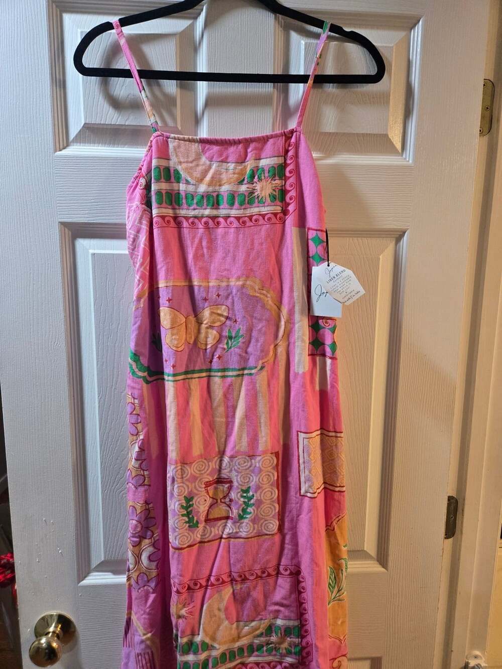 Japna Pink Printed Patchwork Midi Dress